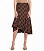 Lucy Paris Petite Size Mikey Plaid Printed Asymmetric Hem Midi Skirt - Image 1