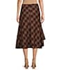 Lucy Paris Petite Size Mikey Plaid Printed Asymmetric Hem Midi Skirt - Image 2