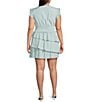 Lucy Paris Plus Alice Flutter-Sleeve Asymmetrical-Skirted Fit-And-Flare Dress, Color:Chartreuse - Image 2