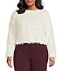 Lucy Paris Plus Fuzzy Sequin Sweater, Color:Ivory - Image 1