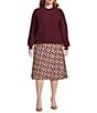 Lucy Paris Plus Kataline Printed Midi Skirt, Color:Burgundy Cream - Image 3