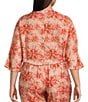 Lucy Paris Plus Rae Printed Tie Top Blouse, Color:Coral - Image 2