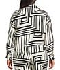 Lucy Paris Plus Rue Button Down Tie Front Printed Coordinating Blouse, Color:Cream Black - Image 2