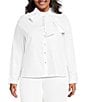 Lucy Paris Plus Size Anika Bow Point Collar Long Sleeves Button Front Shirt, Color:White - Image 2