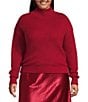 Lucy Paris Plus Size Axel Mock Neck Long Sleeves Sweater, Color:Red - Image 1