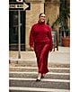 Lucy Paris Plus Size Axel Mock Neck Long Sleeves Sweater, Color:Red - Image 6