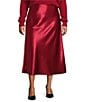 Lucy Paris Plus Size Barbara Satin Midi Skirt, Color:Red - Image 1
