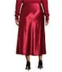 Lucy Paris Plus Size Barbara Satin Midi Skirt, Color:Red - Image 2