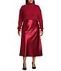 Lucy Paris Plus Size Barbara Satin Midi Skirt, Color:Red - Image 3