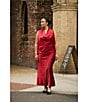 Lucy Paris Plus Size Barbara Satin Midi Skirt, Color:Red - Image 6