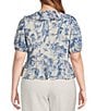 Lucy Paris Plus Size Bea Short-Sleeve Printed Ruffled Top, Color:Blue - Image 2