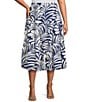 Lucy Paris Plus Size Bloom A-Line Coordinating Midi Skirt, Color:Navy/White - Image 1