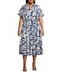 Lucy Paris Plus Size Bloom A-Line Coordinating Midi Skirt, Color:Navy/White - Image 3