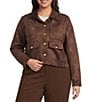 Lucy Paris Plus Size Brynn Suede Collared Long Sleeve Button Front Cropped Jacket - Image 1