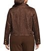 Lucy Paris Plus Size Brynn Suede Collared Long Sleeve Button Front Cropped Jacket - Image 2