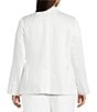 Lucy Paris Plus Size Crustal Satin Notch Collar Long Sleeve One Button Blazer, Color:White - Image 3