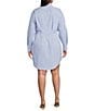 Lucy Paris Plus Size Darma Striped Point Collar Long Sleeve Button Closure Mini Dress, Color:Blue Stripe - Image 2
