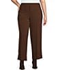 Lucy Paris Plus Size Diane Straight Leg Pull-On Pants, Color:Brown - Image 1