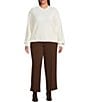 Lucy Paris Plus Size Diane Straight Leg Pull-On Pants, Color:Brown - Image 3