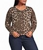 Lucy Paris Plus Size Didi Leopard Print Round Neck Long Sleeve Button Front Cardigan - Image 1