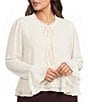 Lucy Paris Plus Size Donna Round Neck Tie Front Long Sleeve Top - Image 1