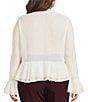 Lucy Paris Plus Size Donna Round Neck Tie Front Long Sleeve Top - Image 2