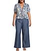 Lucy Paris Plus Size Elly Linen-Blend Ankle Pants, Color:Dark Blue - Image 3