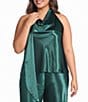 Lucy Paris Plus Size Faith Satin Scarf Halter Neck Sleeveless Top - Image 1