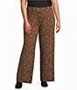 Lucy Paris Plus Size Juju Leopard Printed Straight Leg Coordinating Knit Pants - Image 1