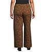 Lucy Paris Plus Size Juju Leopard Printed Straight Leg Coordinating Knit Pants - Image 2