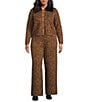 Lucy Paris Plus Size Juju Leopard Printed Straight Leg Coordinating Knit Pants - Image 3