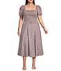 Lucy Paris Plus Size Kit Gingham Print Square Neck Short Sleeve Smocked Coordinating Top - Image 3