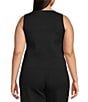 Lucy Paris Plus Size Knit Crew Neckline Sleeveless Button Front Vest, Color:Black - Image 2