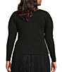 Lucy Paris Plus Size Knit Scout V-Neck Long Sleeves Button Front Cardigan, Color:Black - Image 2