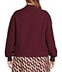 Lucy Paris Plus Size Knit Textured Ruffled Sweater, Color:Burgundy - Image 2