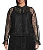 Lucy Paris Plus Size Lizette Lace Ruffle Mock Neck Long Sleeves Button Front Blouse, Color:Black - Image 2