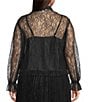 Lucy Paris Plus Size Lizette Lace Ruffle Mock Neck Long Sleeves Button Front Blouse, Color:Black - Image 3