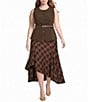 Lucy Paris Plus Size Mikey Plaid Printed Asymmetric Hem Midi Skirt - Image 3
