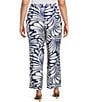 Lucy Paris Plus Size Rue Coordinating Printed Satin Ankle Pants, Color:Navy/White - Image 2