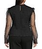 Lucy Paris Plus Size Tasha Mock Neck Flocked Long Sleeve Smocked Top, Color:Black - Image 2