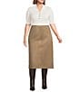 Lucy Paris Plus Size Trip Faux Suede Midi Skirt, Color:Taupe - Image 3