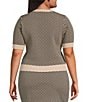 Lucy Paris Plus Size Warren Coordinating Short Sleeve Patterned Knit Top, Color:Black/Tan - Image 2
