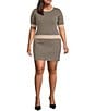 Lucy Paris Plus Size Warren Coordinating Short Sleeve Patterned Knit Top, Color:Black/Tan - Image 3