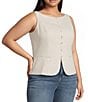 Lucy Paris Plus Taylor Linen Blend Round Neck Sleeveless Coordinating Vest Top - Image 1