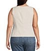 Lucy Paris Plus Taylor Linen Blend Round Neck Sleeveless Coordinating Vest Top - Image 2