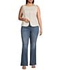 Lucy Paris Plus Taylor Linen Blend Round Neck Sleeveless Coordinating Vest Top - Image 3