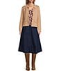 Lucy Paris Point Collar Long Sleeve Button Front Cardigan, Color:Tan - Image 3