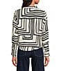 Lucy Paris Rue Geometric Print Collared V-Neck Tie Front Button Front Coordinating Top, Color:Cream Black - Image 2