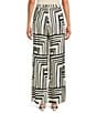 Lucy Paris Rue Geometric Print Flat Front Wide Leg Coordinating Pants, Color:Cream Black - Image 2