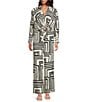Lucy Paris Rue Geometric Print Flat Front Wide Leg Coordinating Pants, Color:Cream Black - Image 3